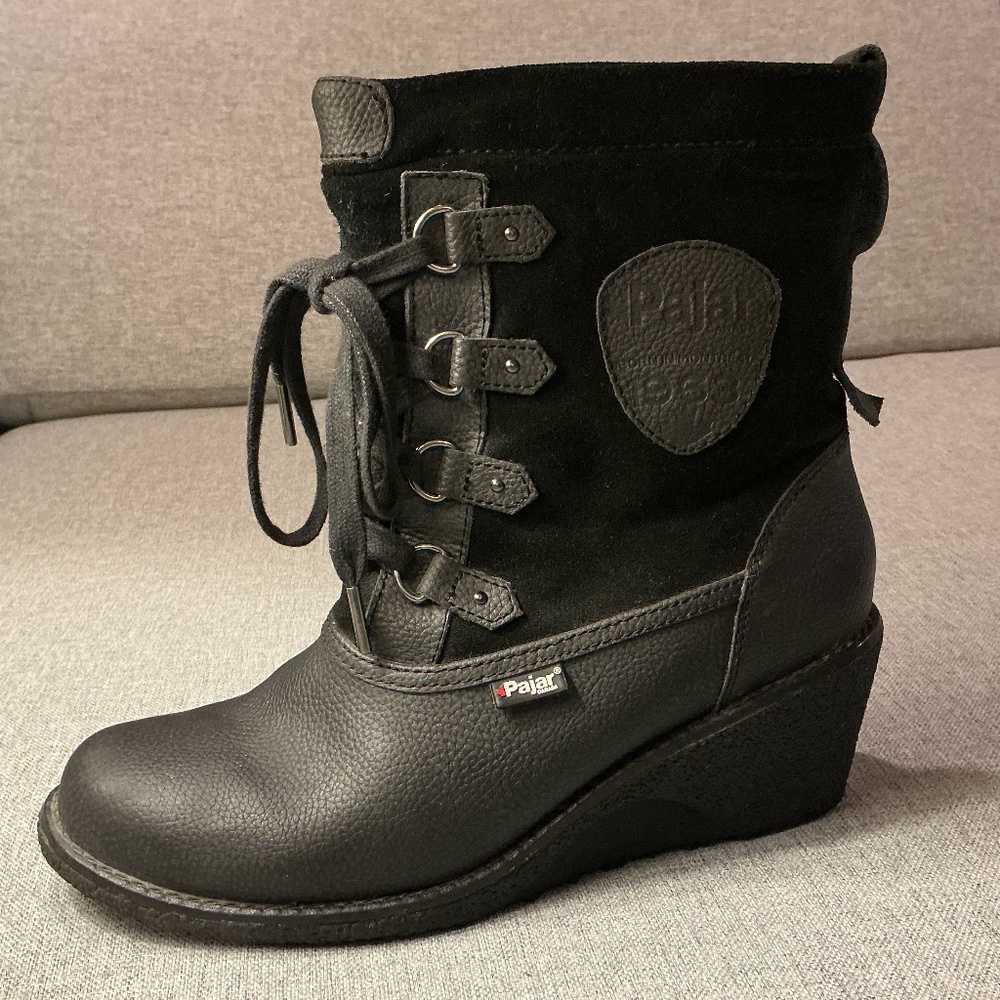 EUC-Pajar wedge heel suede and pebbled genuine leather winter boots size 9 - 9.5
